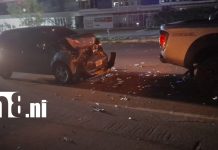 Accidentes de tránsito en Managua dejan un lesionado y daños materiales Foto: Un motociclista resultó lesionado tras ser impactado por un automóvil en la carretera a Masaya, Managua. Autoridades investigan las causas del accidente/TN8