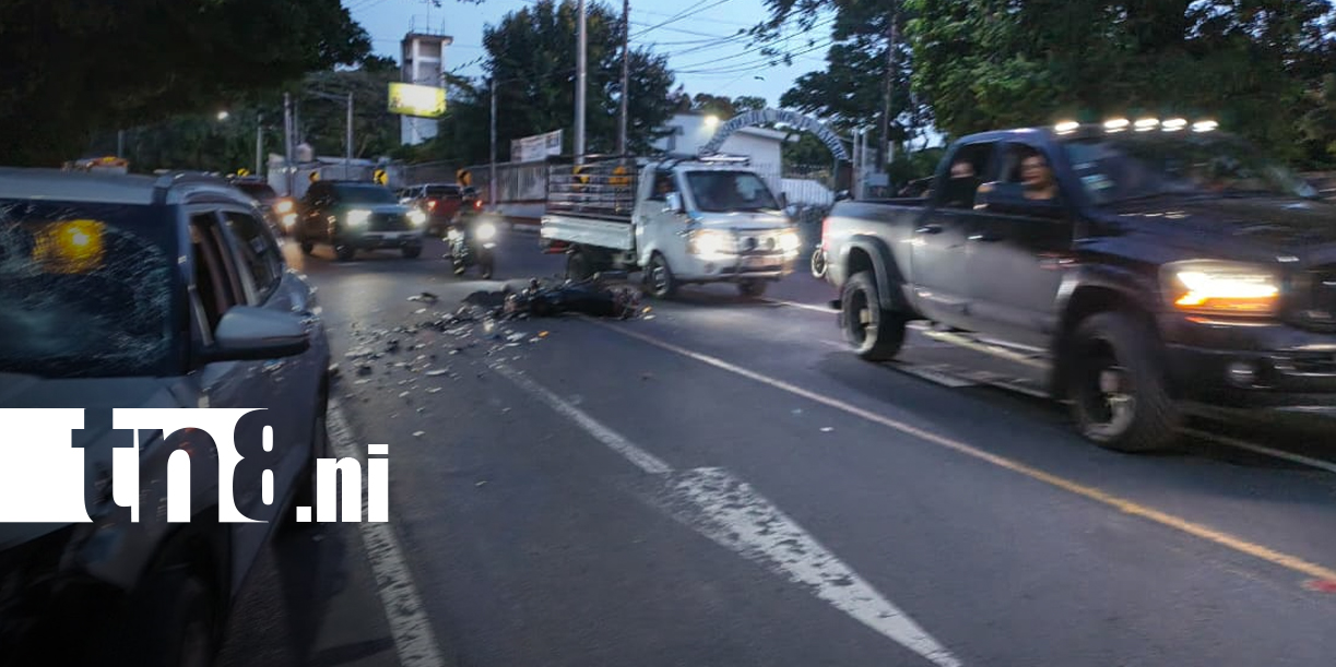 Foto: Motociclista resulta gravemente lesionado tras choque en Carretera Sur, Managua/TN8