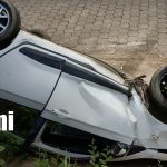 Vehículo pierde el control y termina en canaleta en Ciudad Sandino Foto:Aparatoso accidente en Ciudad Sandino deja vehículo destruido/TN8