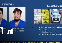 Caen dos hombres con casi 9 kilos de cocaína durante operativo en Chinandega Foto: Operativo policial en Chinandega / TN8