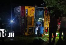 Bus rumbo a Bilwi sufre accidente en El Galerón y deja varios lesionados Foto: Accidente de tránsito en Bilwi, Caribe Norte / TN8