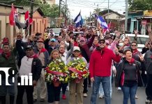 Caminata masiva en celebración de 47 años de la liberación de Diriamba Foto: Caminata en Diriamba con la miltancia sandinista / TN8