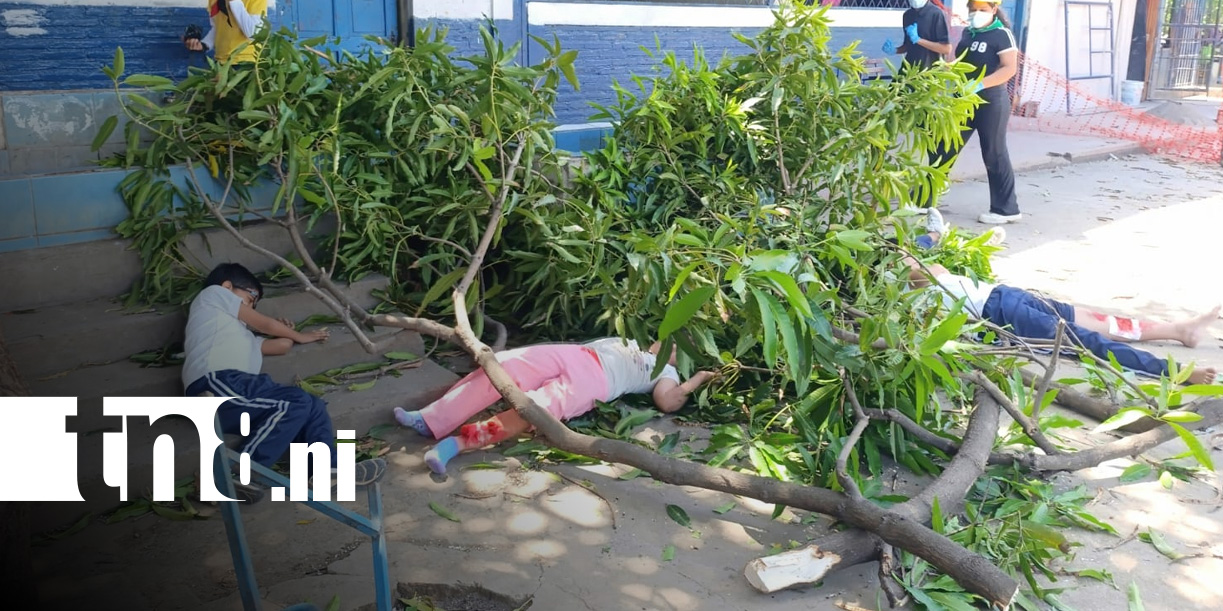 Foto: Ejercicio multiamenazas desde un colegio en Ciudad Sandino / TN8
