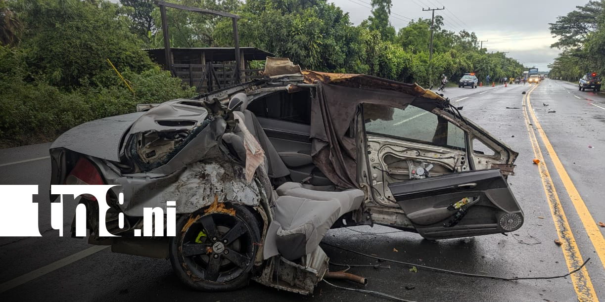 Foto:Fuerte accidente en Carretera Sur deja un lesionado en Las Palmeritas, Carazo/TN8