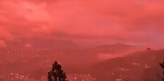 Foto: Un cielo rojo encendido impacta a Caracas en medio de la crisis por los sismos/Cortesía