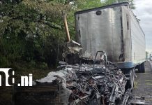 Cabezal cargado con harina de coco se incendia en carretera Malpasillo – León Foto: Cabezal cargado con harina de coco se incendia en carretera Malpasillo - León/TN8