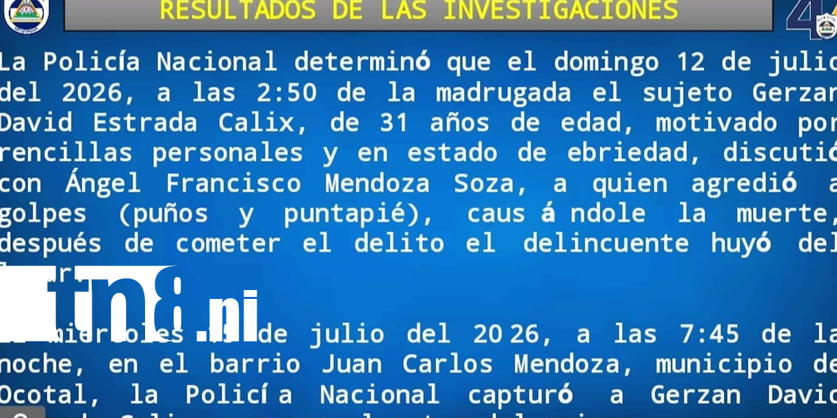 Foto: Homicidio en Ocotal: capturan a presunto responsable/TN8