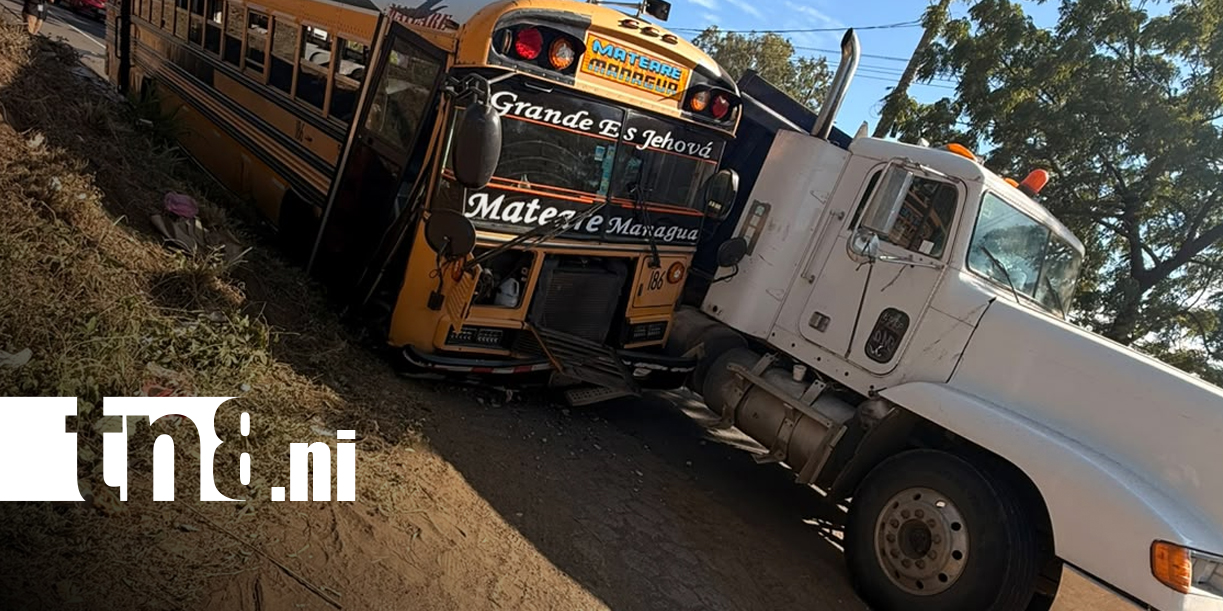 Foto: Bus Managua-Mateare y camión chocan y dejan solo daños materiales/TN8