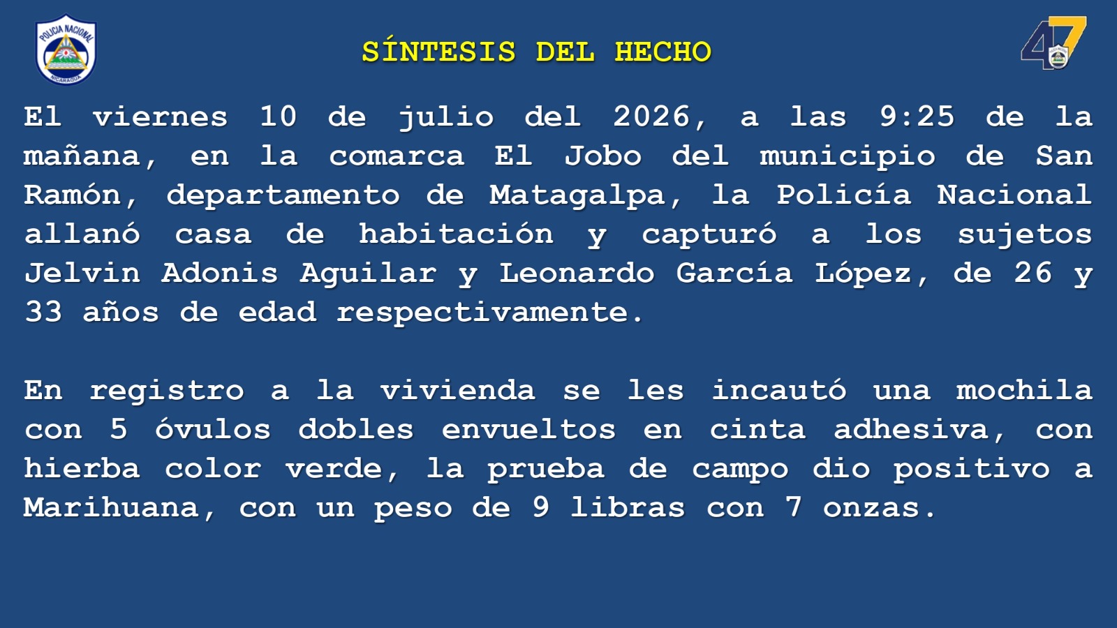 Foto: Operativo antinarcótico en Matagalpa / TN8