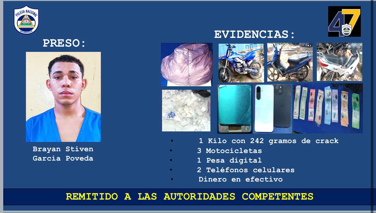 Foto: Captura de delincuente en Chinandega / TN8