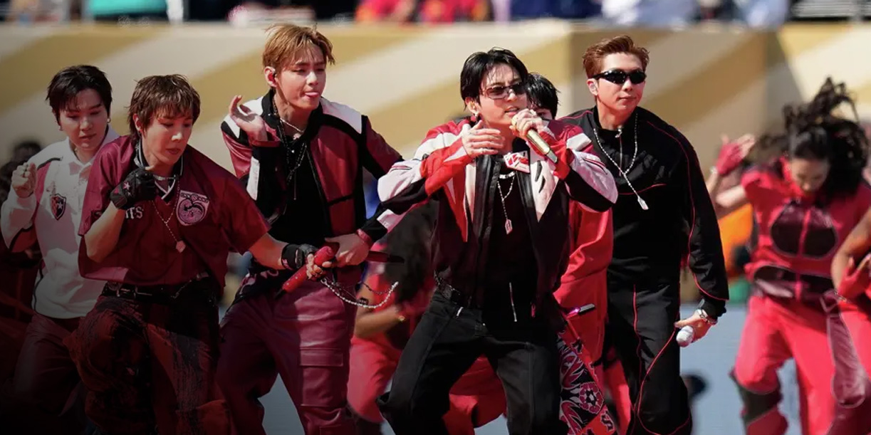 Foto: BTS en el show de medio tiempo del Mundial 2026