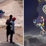 Foto: Tres adultos mayores quedan atrapados en medio del río Ameca, México/Cortesía