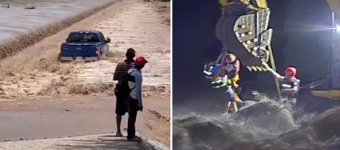 Foto: Tres adultos mayores quedan atrapados en medio del río Ameca, México/Cortesía Foto: Tres adultos mayores quedan atrapados en medio del río Ameca, México/Cortesía