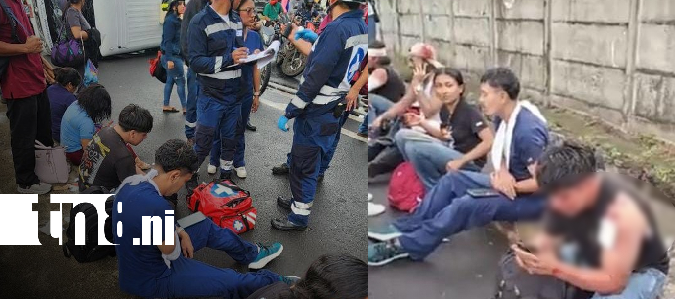 Foto: Tres lesionados delicados tras vuelco de microbús en carretera a Masaya/TN8