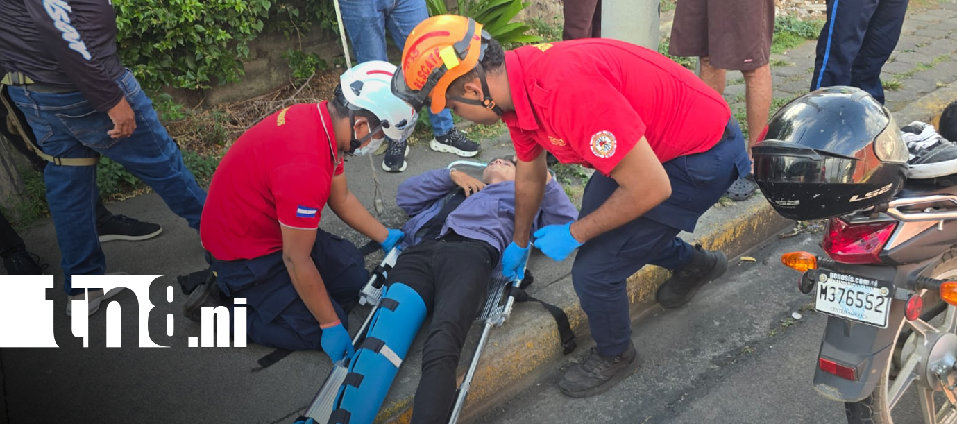 Foto: Accidente deja a motociclista y acompañante lesionados en Managua/TN8