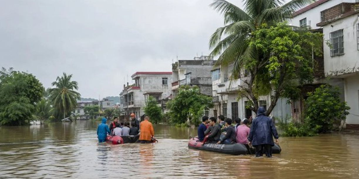 Foto: Tifón Narra desata el caos en Guangxi: ríos desbordados y miles de evacuados/C