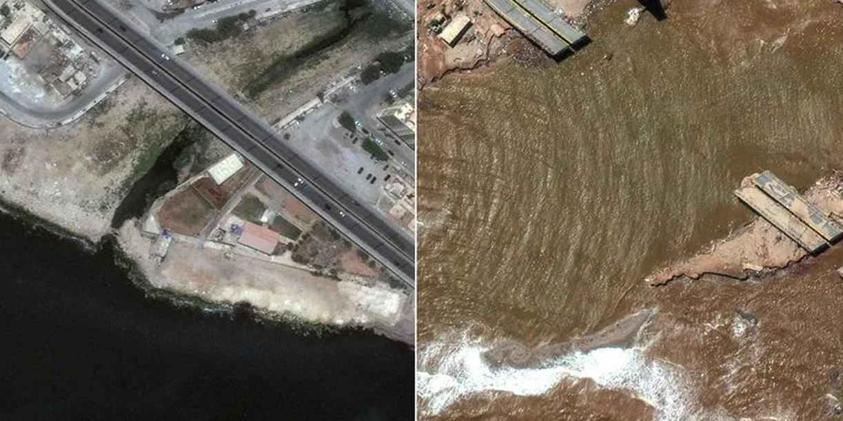 Foto: El antes y después que revela la devastación del alud en la frontera entre China y Nepal/Cortesía