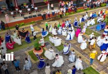 Masaya baila con orgullo al son de las marimbas saludando las Fiestas Patrias Foto: Estudiantes de Masaya celebran el mes patrio al ritmo de la marimba/TN8