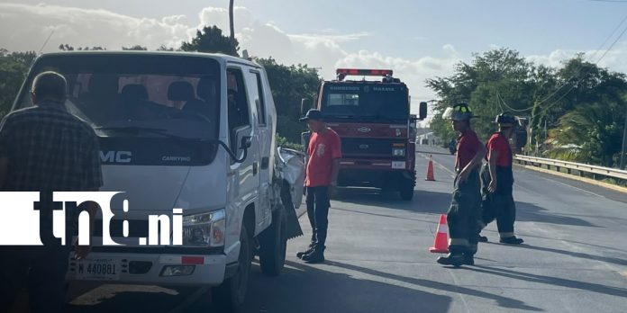 Foto: Accidente entre dos camiones deja un conductor lesionado en la carretera Masaya – Granada/TN8