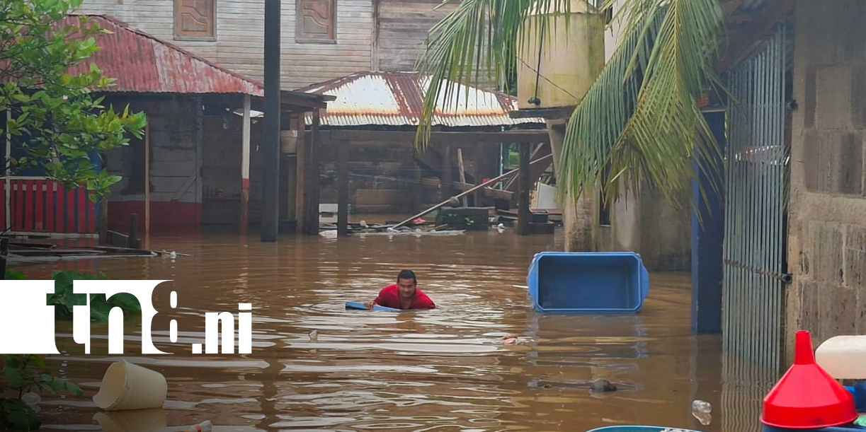 Foto: Lluvias provocan desborde del río Wawashang en Laguna de Perlas/TN8