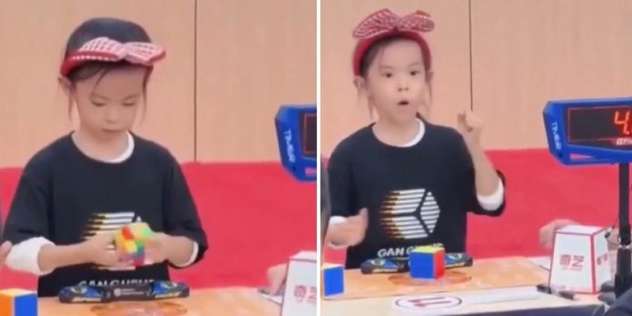 Foto: Niña china logra promedio de 4,27 segundos en cubo de Rubik/Cortesía Foto: Niña china logra promedio de 4,27 segundos en cubo de Rubik/Cortesía