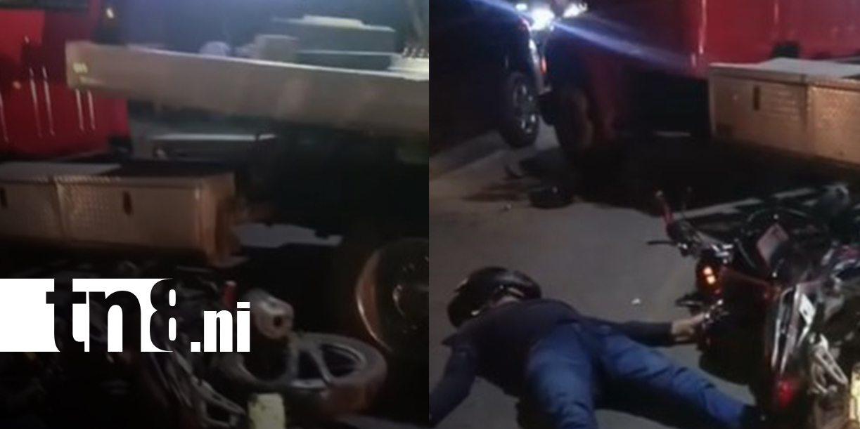Foto: Fuerte impacto: Motociclista choca contra una grúa en Xiloá/TN8