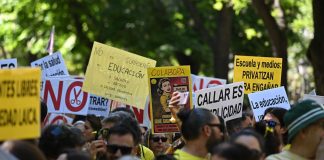 Foto:Docentes y estudiantes salen a las calles de Madrid para exigir reformas educativas/Cortesía