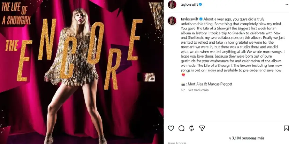 Foto: Taylor Swift presenta “The Encore” /Cortesía