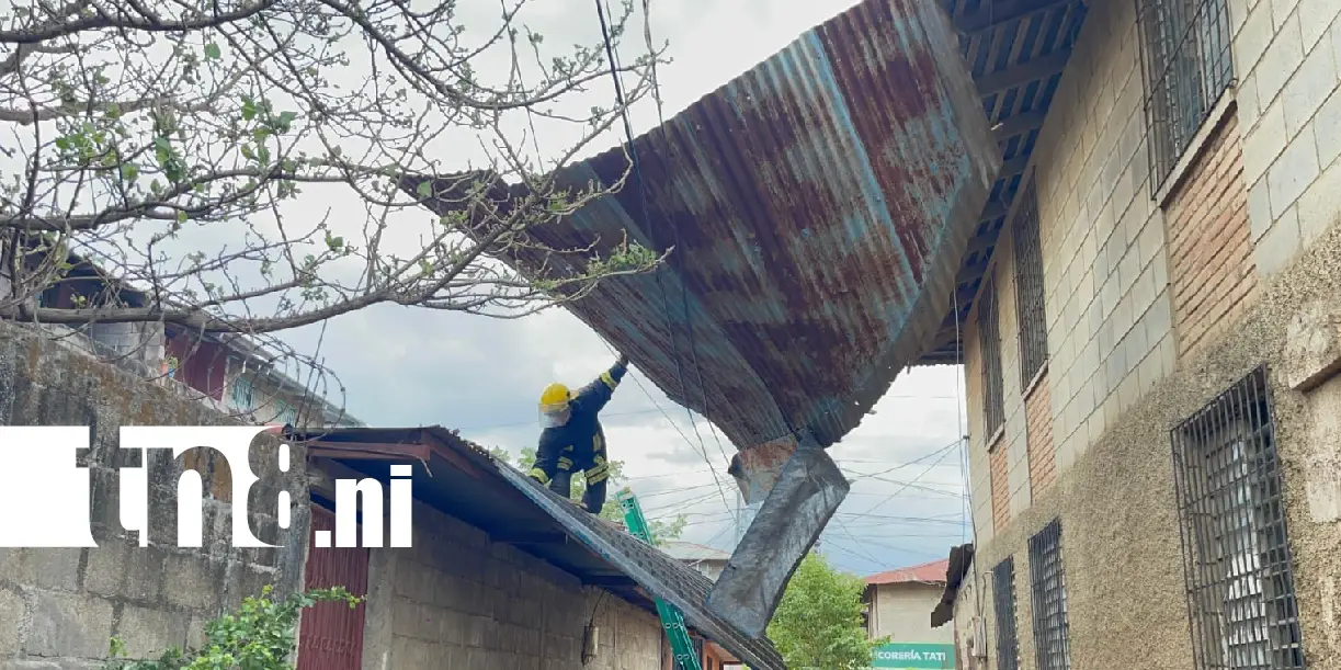 Foto: Techo sale volando por fuertes vientos en León /TN8