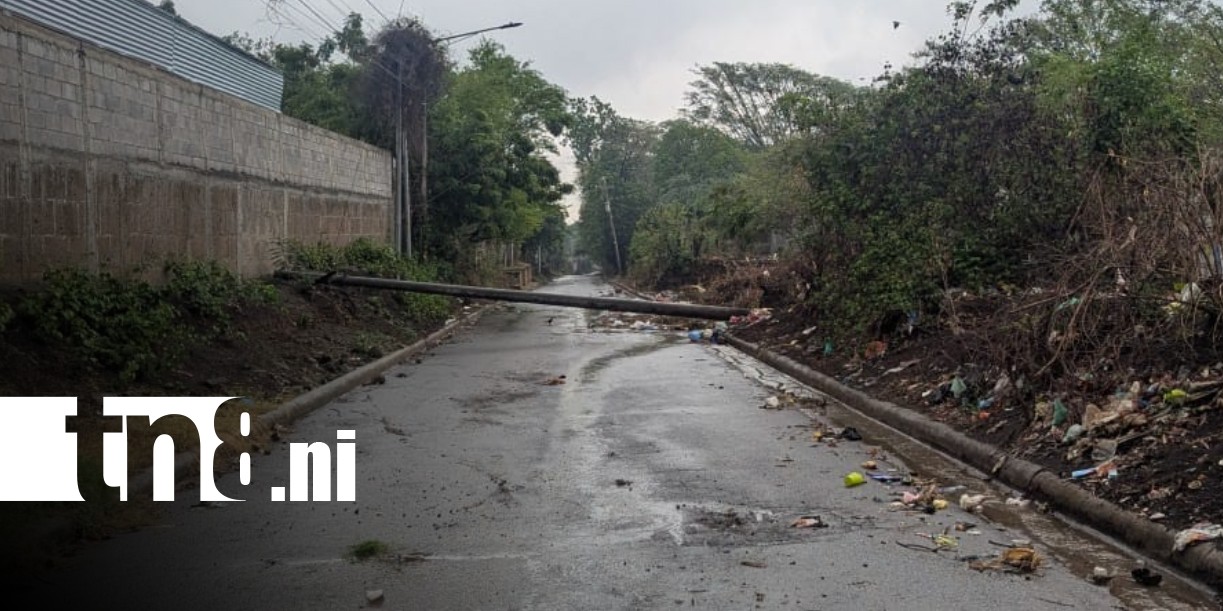 Foto: Caída de poste genera afectación en vía de un barrio de Managua / TN8