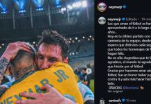 Neymar dedica emotivo mensaje a Messi antes de su despedida con Argentina