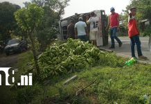 Foto: Camión cargado de plátanos se vuelca en la isla de Ometepe y deja pérdidas materiales/TN8