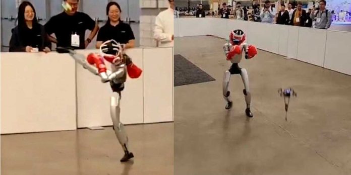 Foto: VIDEO: Robot humanoide patea a dron saltarín/Cortesía