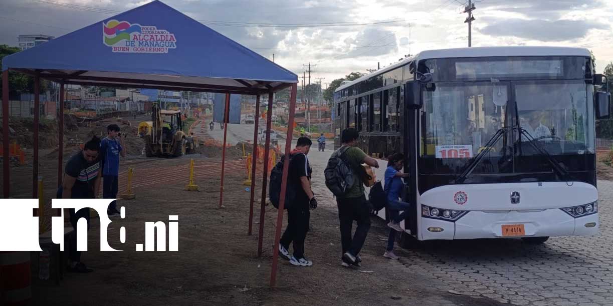 Foto: Alcaldía de Managua instala paradas provisionales en la pista Héroes de la Insurrección/TN8