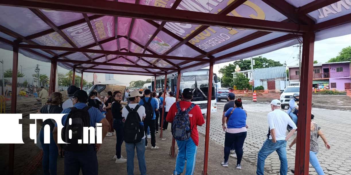 Foto: Alcaldía de Managua instala paradas provisionales en la pista Héroes de la Insurrección/TN8