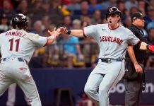 Guardianes se llevan el primero de la Serie de Campeonato de la Liga Americana josé, ramírez, guardianes,