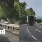 ¿Quién fue el imprudente? Camión casi arrolla a una señora en Carretera Sur Foto: Mujer se salva de ser arrollada en la carretera Sur /TN8