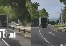 ¿Quién fue el imprudente? Camión casi arrolla a una señora en Carretera Sur Foto: Mujer se salva de ser arrollada en la carretera Sur /TN8