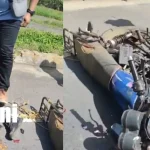 ¡Aparatoso accidente en El Crucero! Motociclista impacta contra un camión estacionado Foto: Herido tras impactar contra un camión estacionado en El Crucero /TN8