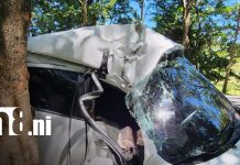 Hueco en la carretera provoca violento accidente cerca de Peñas Blancas, en Rivas Foto: Fuerte accidente en la Carretera Panamericana Sur / TN8